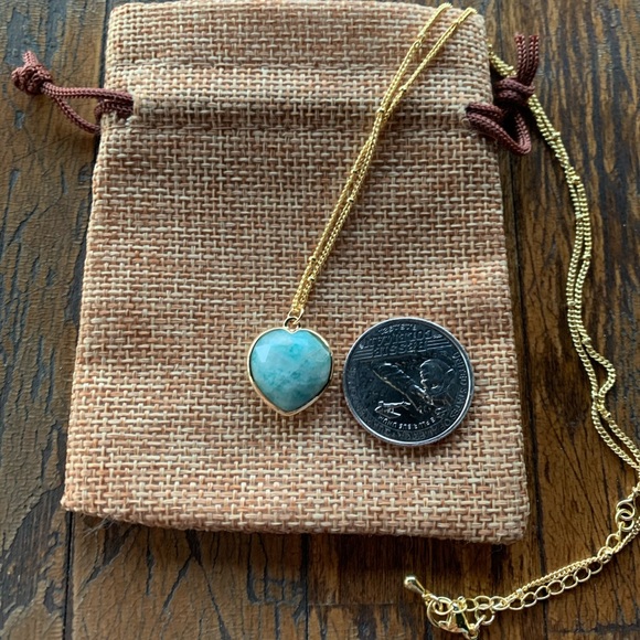 Amazonite Heart Necklace Amazonite Necklace Gold Amazonite - Picture 2 of 3